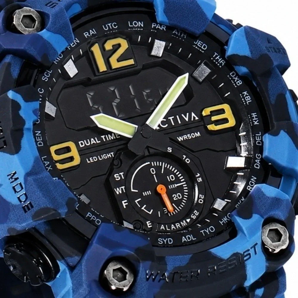 NEW Activa X Invicta BlackOps Digital Men's Watch 56mm, Camouflage Blue #1087